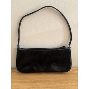 1990s Kate Spade New York Black  Leather Baguette Made in Italy
